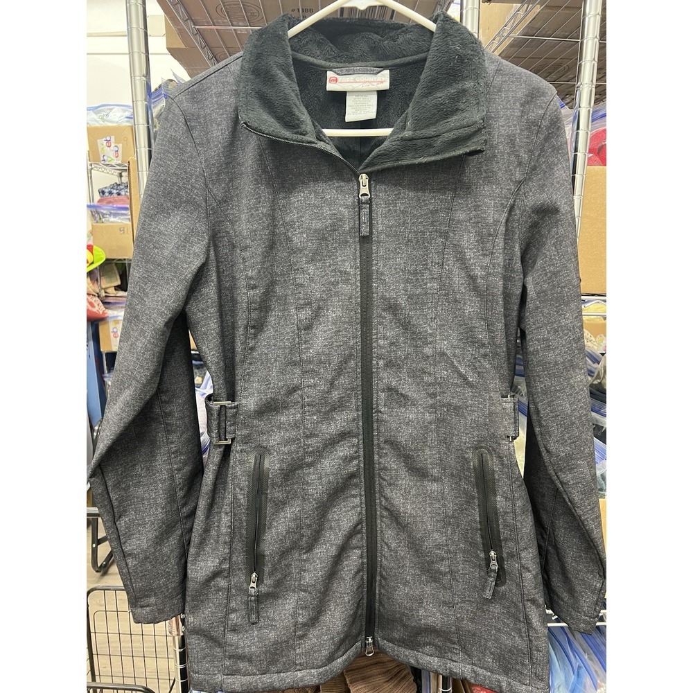 Free Country Jacket Adult Medium Gray Long‎ Sleeve Full Zip Faux Fur Lining